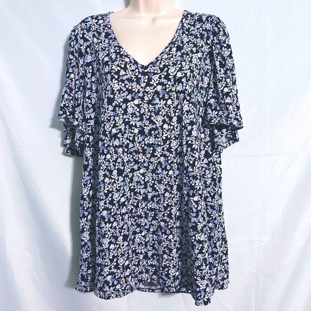 Lane Bryant Dark Blue Floral Top Size 18/20